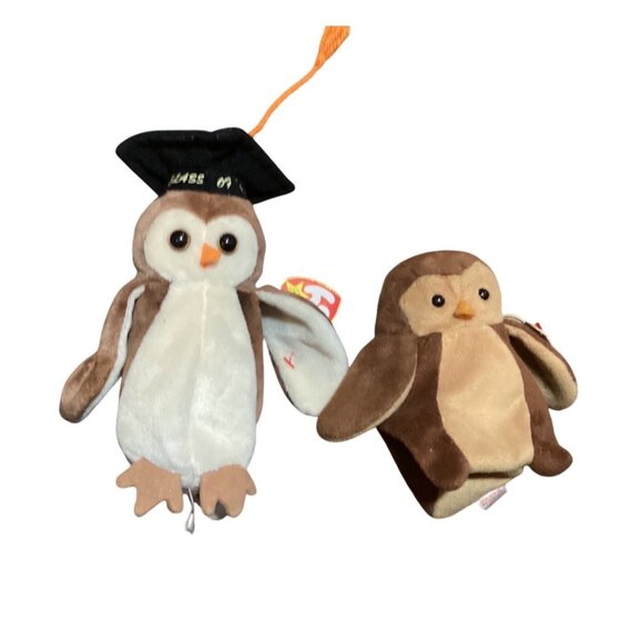 Penguin Ty Beanie Baby Plush Lot 2 Vtg-1995/1998 Plus1 Modern 2018 Nestor Owl - Picture 8 of 14